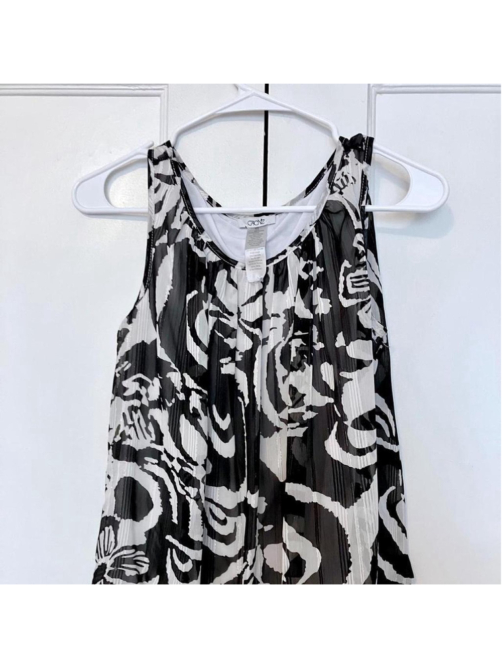 Caché Black & White Sheer Tank (X-Small)